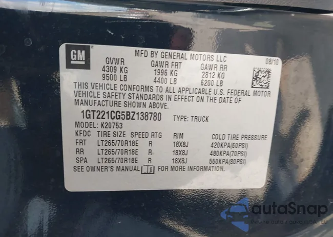 1GT221CG5BZ138780: 44250286