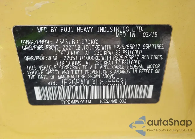 JF2GPADCXF8255531: 44250370