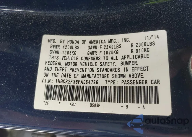 1HGCR2F36FA064726: 44250477