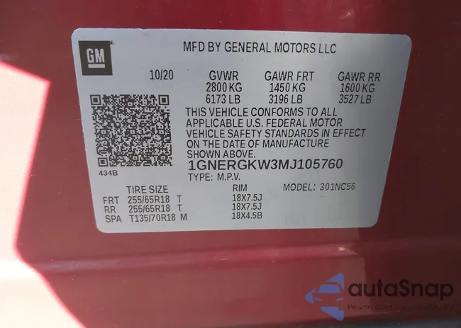 1GNERGKW3MJ105760: 44250505