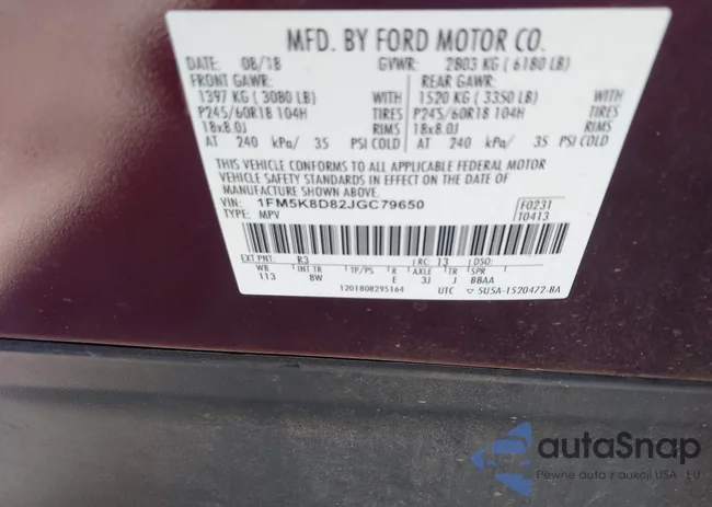 1FM5K8D82JGC79650: 44250516