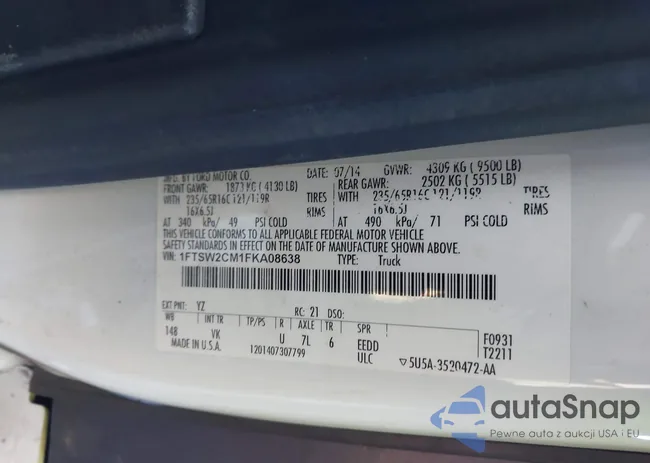 1FTSW2CM1FKA08638: 44250629