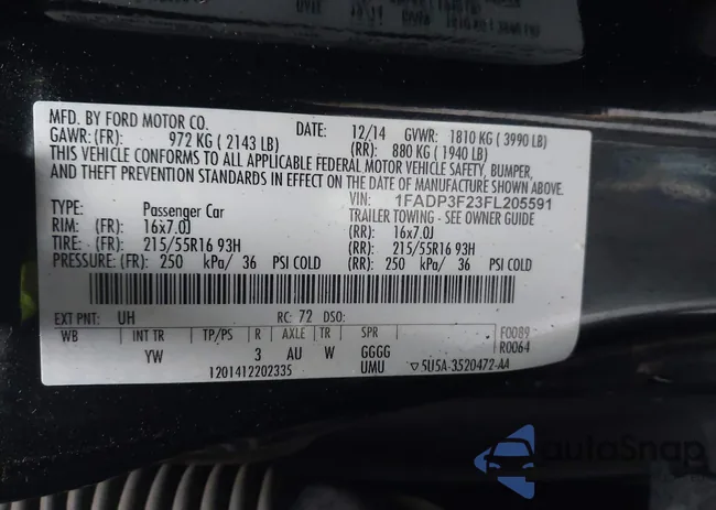 1FADP3F23FL205591: 44250676