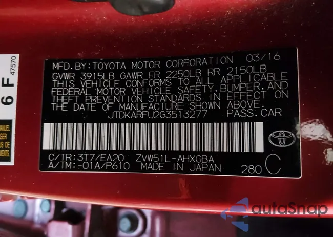 JTDKARFU2G3513277: 44250695