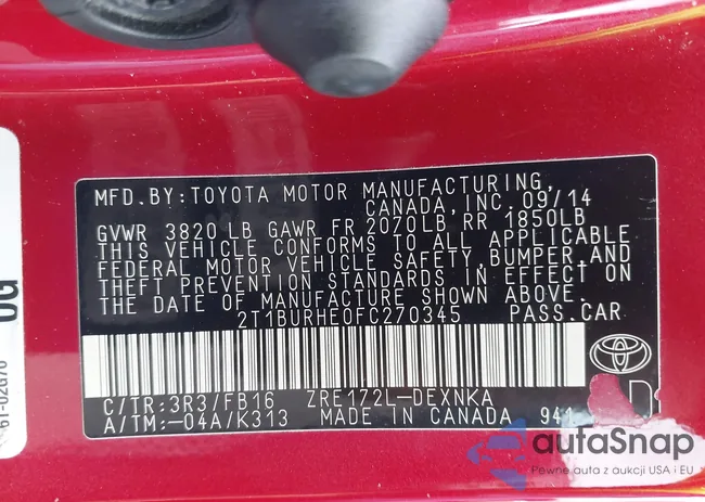 2T1BURHE0FC270345: 44250807