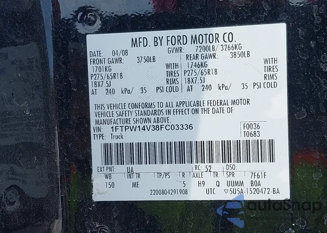 1FTPW14V38FC03336: 44250815