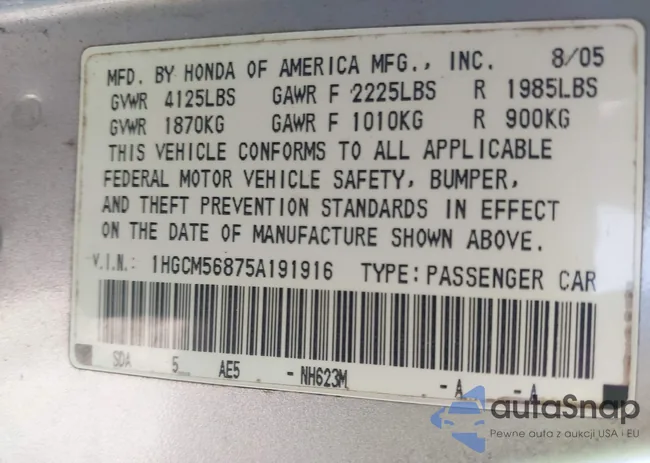 1HGCM56875A191916: 44250010