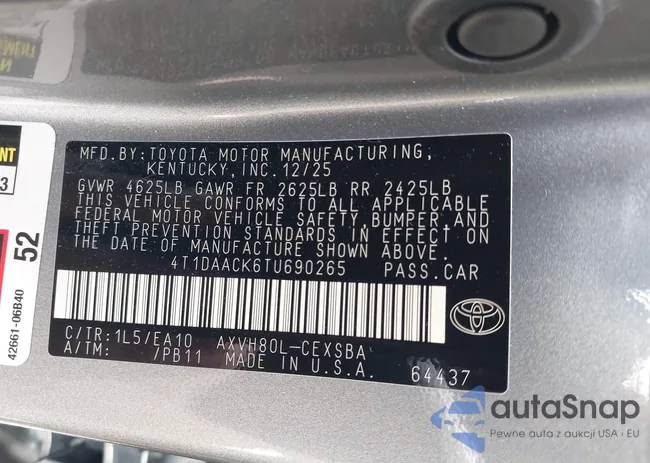 4T1DAACK6TU690265: 44250171