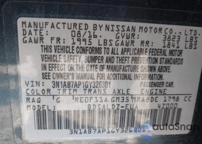 3N1AB7AP1GY326301: 44251536