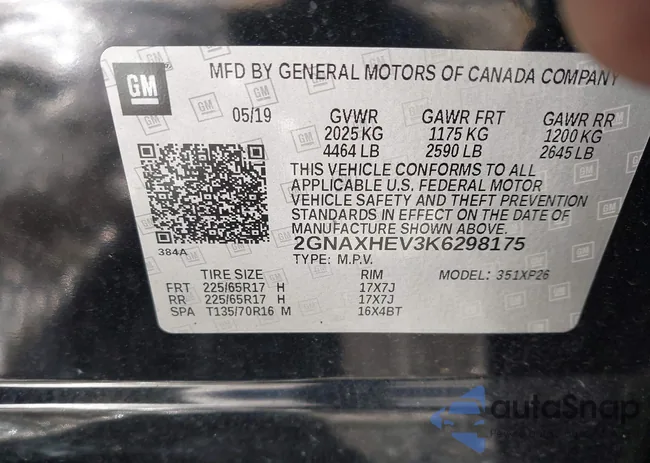 2GNAXHEV3K6298175: 44251632