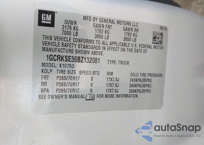 1GCRKSE36BZ132081: 44251657