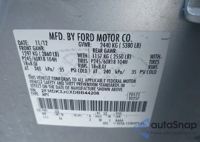 2FMDK3JCXDBB44208: 44251797