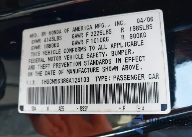 1HGCM56386A124103: 44250921