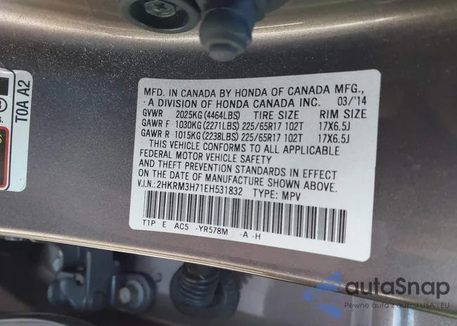 2HKRM3H71EH531832: 44250965