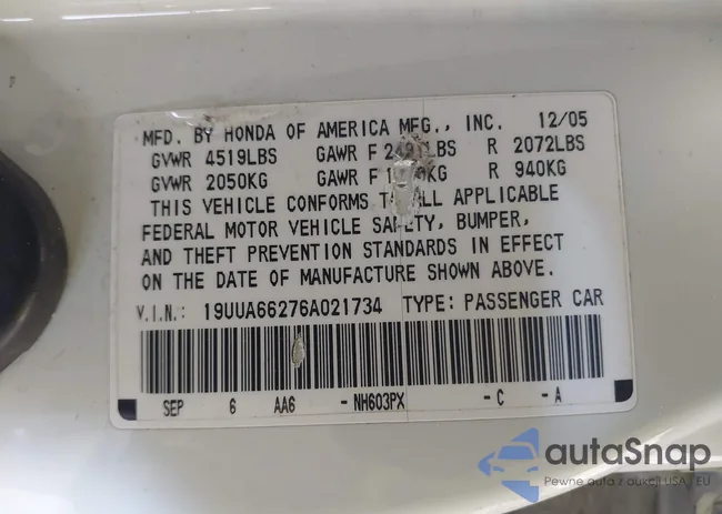 19UUA66276A021734: 44251184