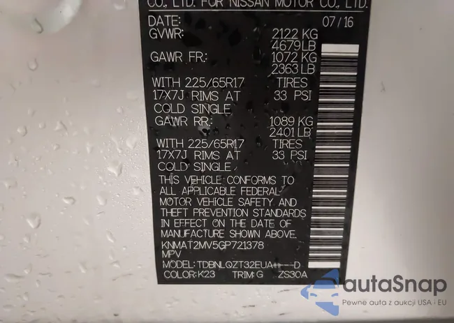 KNMAT2MV5GP721378: 44252345