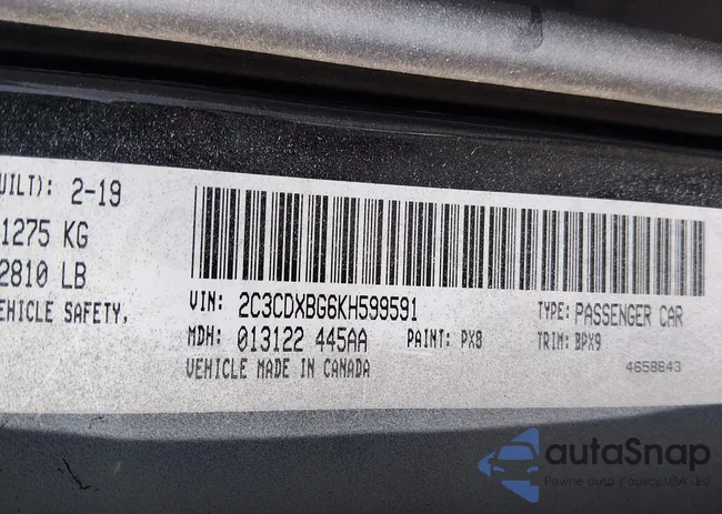 2C3CDXBG6KH599591: 44252522