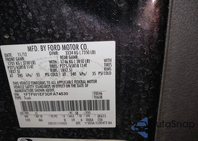 1FTFW1EF3DFA74530: 44252568