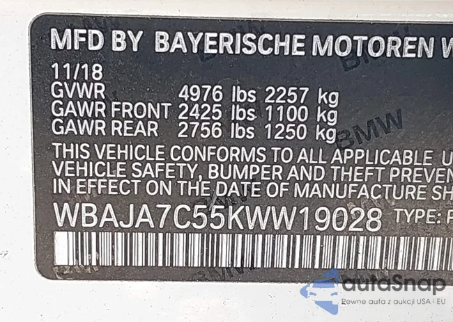 WBAJA7C55KWW19028: 44252611