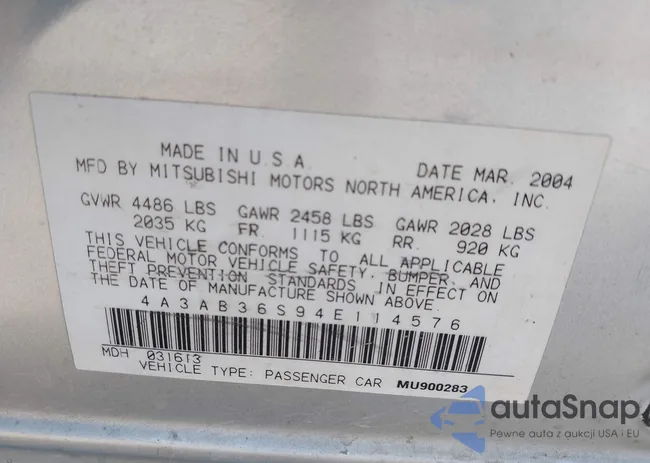 4A3AB36S94E114576: 44252629