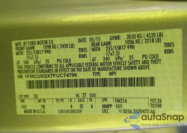 1FMCU0GX7FUC74796: 44252660