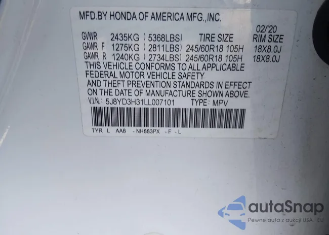 5J8YD3H31LL007101: 44252027