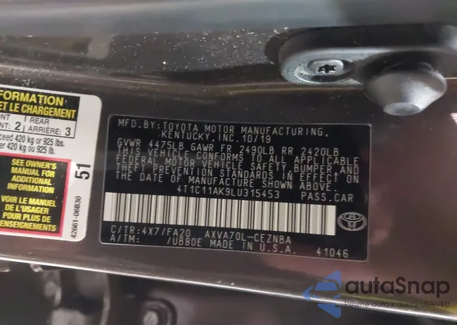 4T1C11AK9LU315453: 44253298