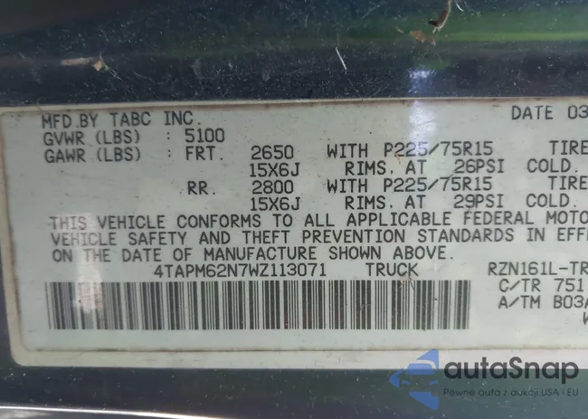 4TAPM62N7WZ113071: 44253600