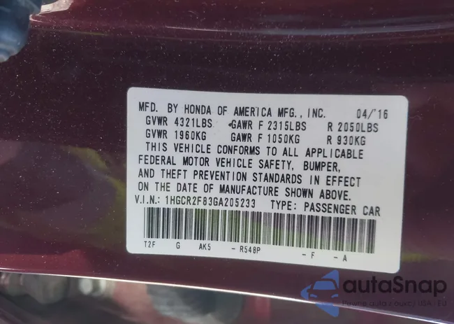 1HGCR2F83GA205233: 44253669