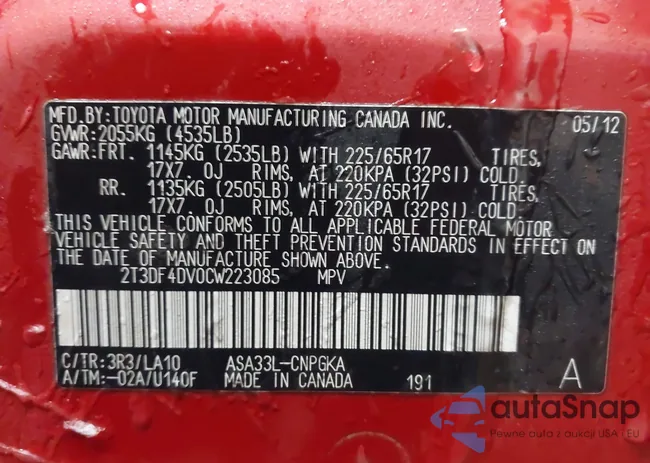 2T3DF4DV0CW223085: 44252952