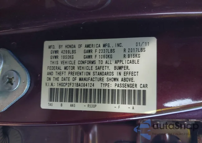 1HGCP2F31BA084124: 44252972