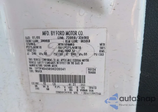 1FTPX04585KD20341: 44253130