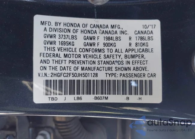 2HGFC2F50JH501128: 44254235