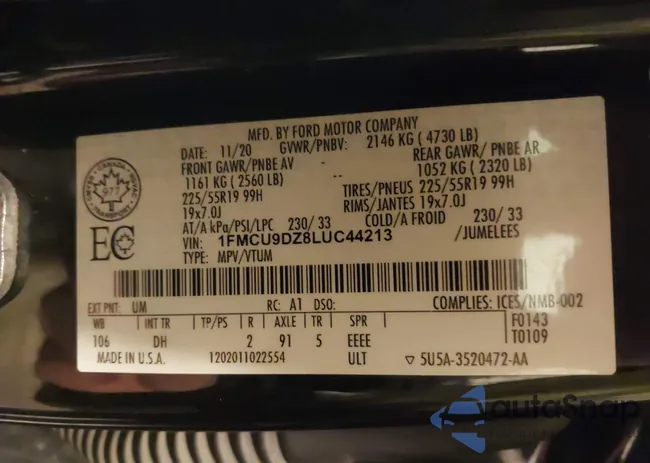 1FMCU9DZ8LUC44213: 44254337