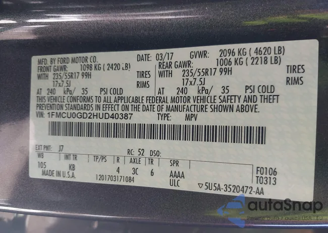 1FMCU0GD2HUD40387: 44254463