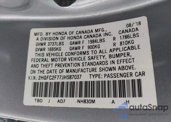 2HGFC2F77JH587037: 44253981