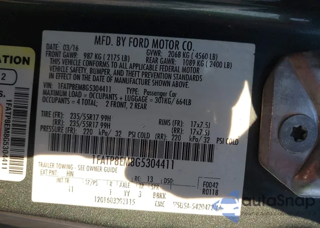 1FATP8EM8G5304411: 44254166