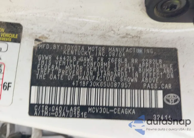 4T1BF30K65U087957: 44254205