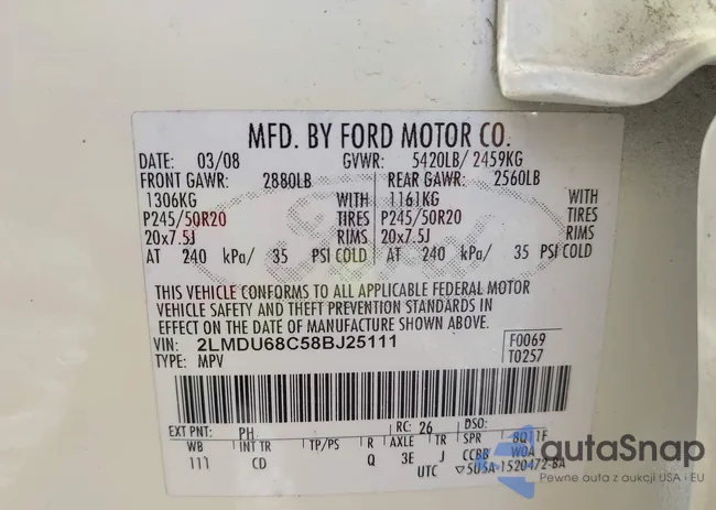 2LMDU68C58BJ25111: 44255452