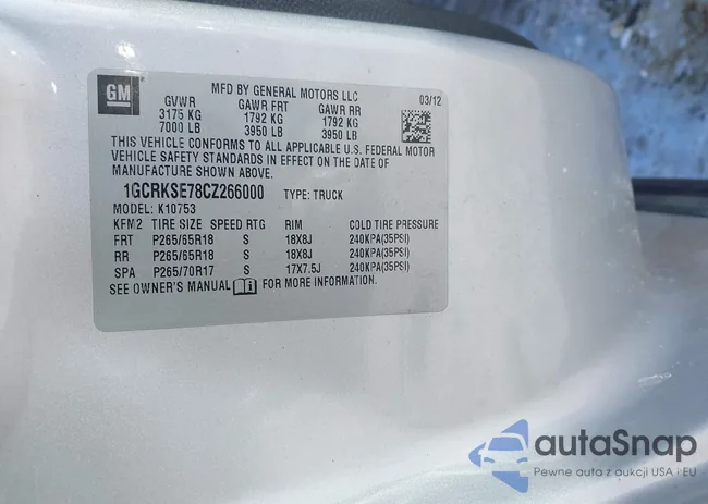 1GCRKSE78CZ266000: 44255627