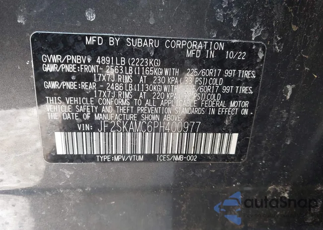 JF2SKAMC6PH400977: 44255633