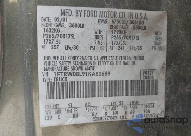 1FTRW08L91KA82689: 44255652