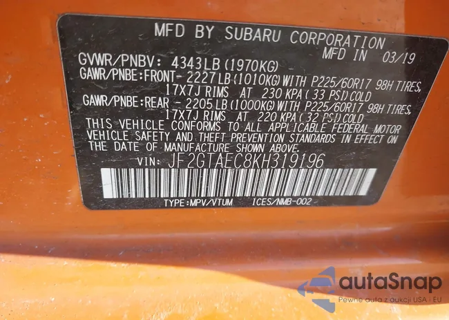 JF2GTAEC8KH319196: 44255748