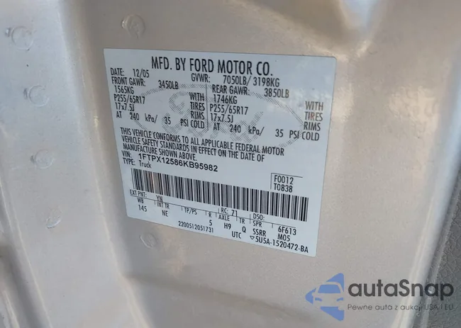 1FTPX12586KB95982: 44255813