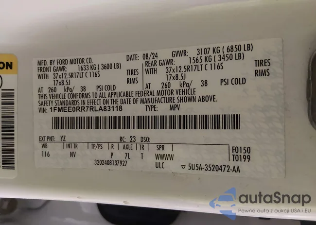 1FMEE0RR7RLA83118: 44255021