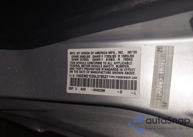 1HGEM21535L078537: 44255071