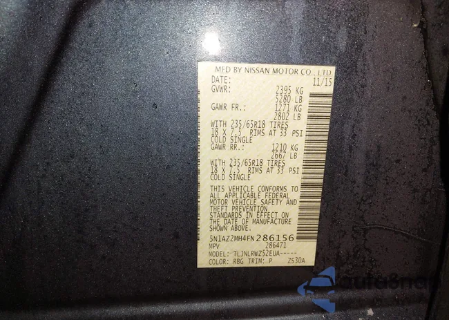 5N1AZ2MH4FN286156: 44256250