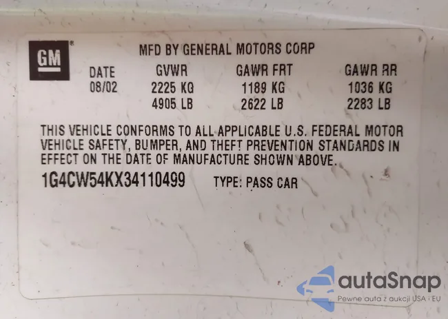 1G4CW54KX34110499: 44256280