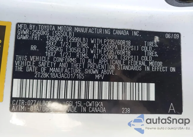 2T2BK1BA3AC017165: 44256310