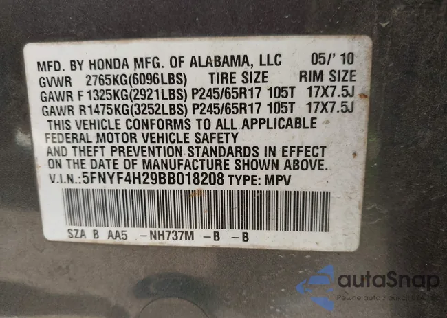 5FNYF4H29BB018208: 44256586